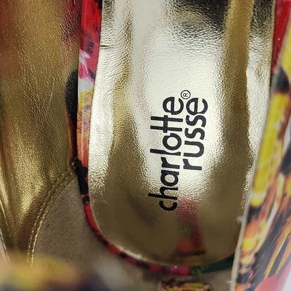 Charlotte Russe Francesca Multi Floral Pointed Toe Shoe Ankle Strap 5" Heel Sz 9 - Picture 14 of 16